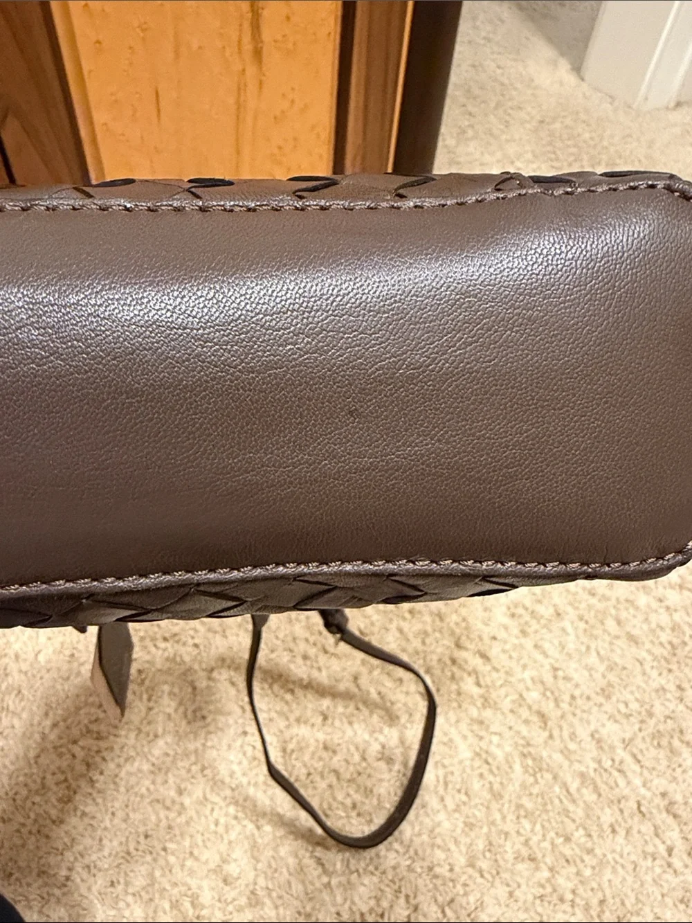 Woven Leather Crossbody/shoulder top handle Bag - Brown